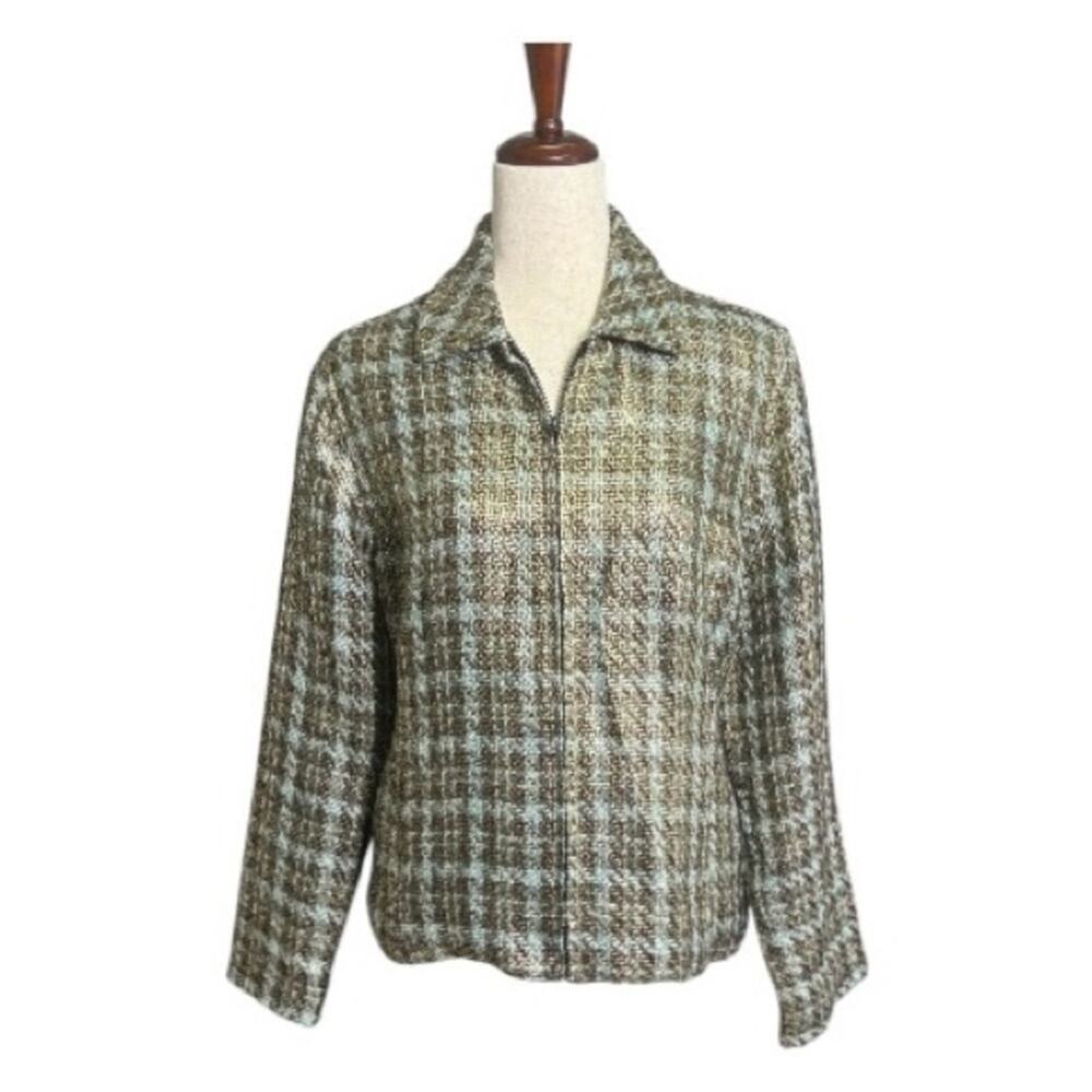 Chico's Metallic Tweed Plaid Jacket Size Medium T2